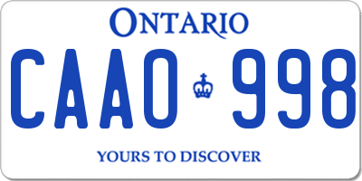 ON license plate CAAO998