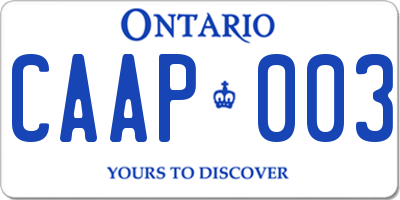 ON license plate CAAP003