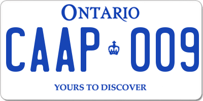 ON license plate CAAP009