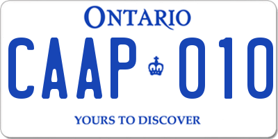 ON license plate CAAP010