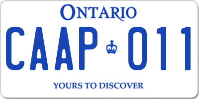 ON license plate CAAP011