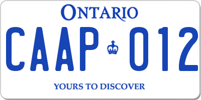 ON license plate CAAP012