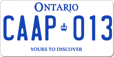 ON license plate CAAP013