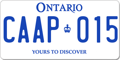 ON license plate CAAP015