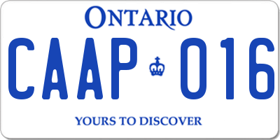 ON license plate CAAP016