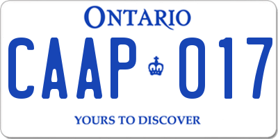 ON license plate CAAP017