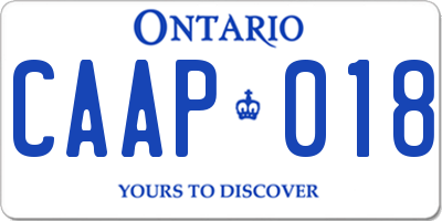 ON license plate CAAP018