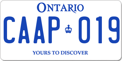 ON license plate CAAP019