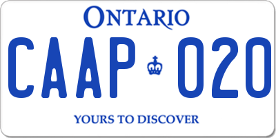 ON license plate CAAP020