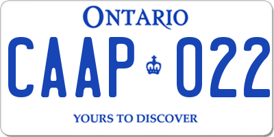 ON license plate CAAP022