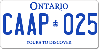 ON license plate CAAP025