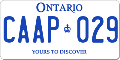 ON license plate CAAP029