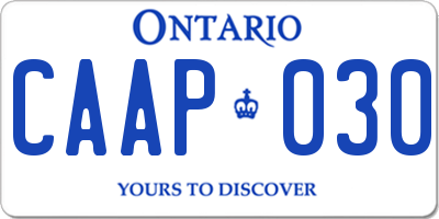 ON license plate CAAP030