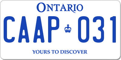 ON license plate CAAP031