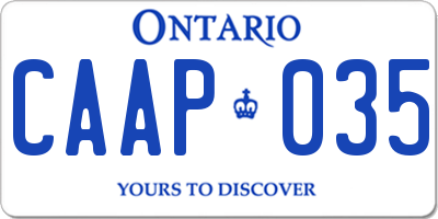 ON license plate CAAP035