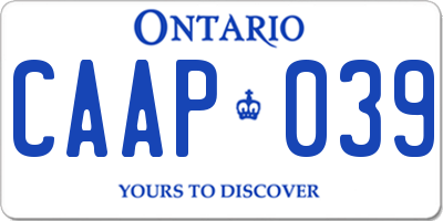 ON license plate CAAP039