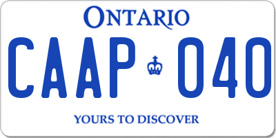 ON license plate CAAP040