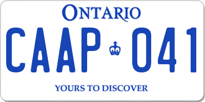 ON license plate CAAP041