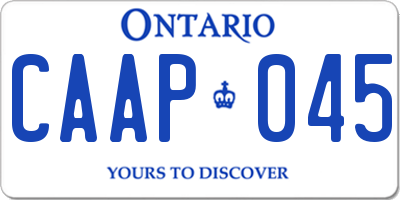 ON license plate CAAP045