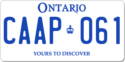 ON license plate CAAP061