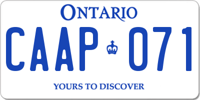 ON license plate CAAP071