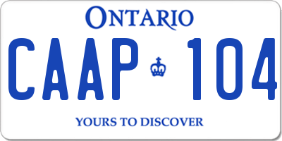 ON license plate CAAP104