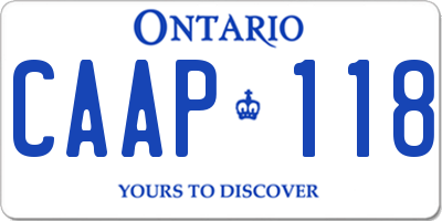 ON license plate CAAP118