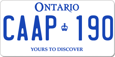 ON license plate CAAP190