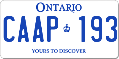 ON license plate CAAP193