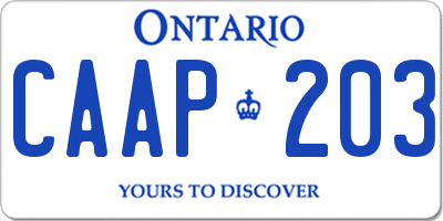 ON license plate CAAP203