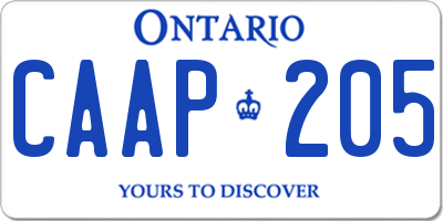 ON license plate CAAP205