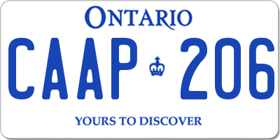 ON license plate CAAP206