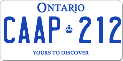 ON license plate CAAP212