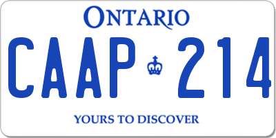 ON license plate CAAP214