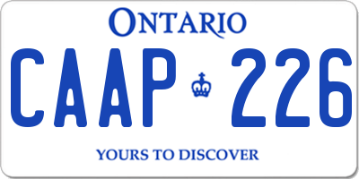 ON license plate CAAP226