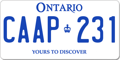 ON license plate CAAP231