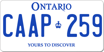 ON license plate CAAP259