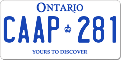 ON license plate CAAP281