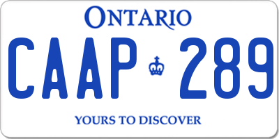 ON license plate CAAP289