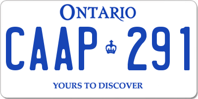 ON license plate CAAP291