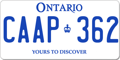 ON license plate CAAP362