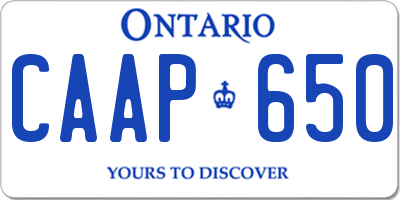 ON license plate CAAP650