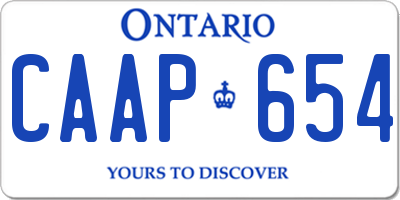 ON license plate CAAP654