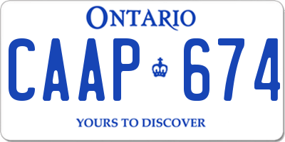 ON license plate CAAP674