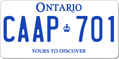 ON license plate CAAP701