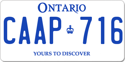 ON license plate CAAP716