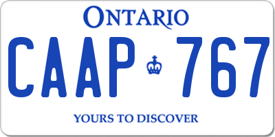 ON license plate CAAP767