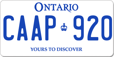 ON license plate CAAP920