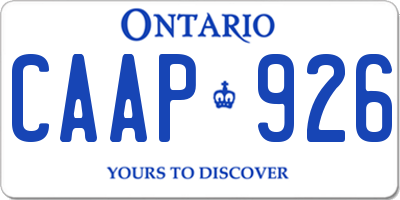 ON license plate CAAP926