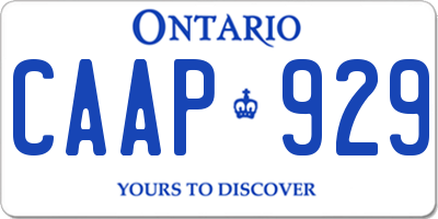 ON license plate CAAP929